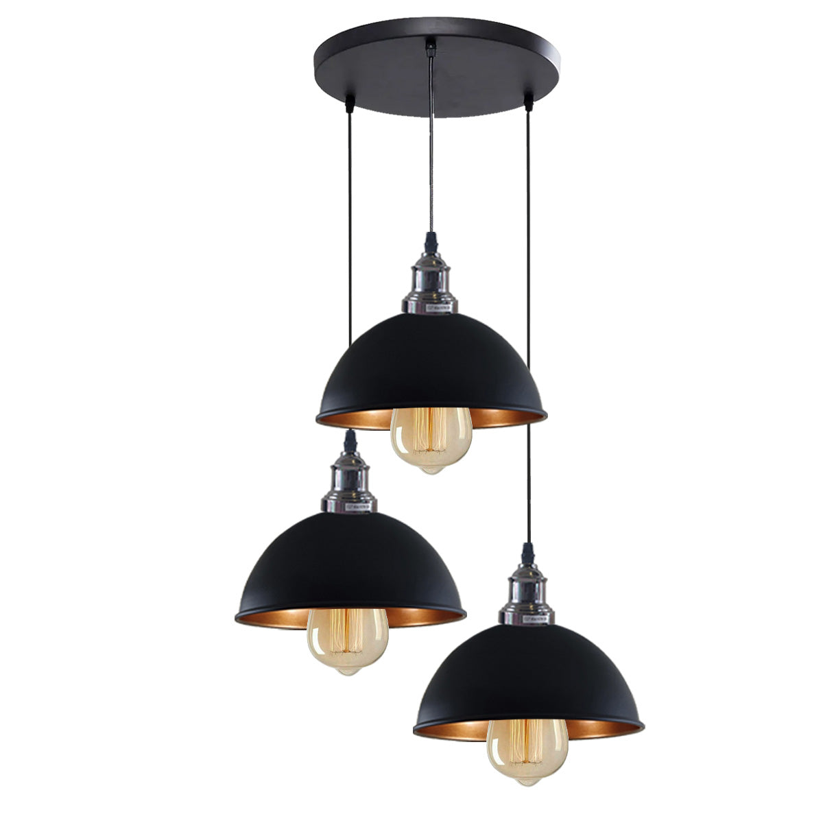 Black 3 Head Vintage Adjustable Hanging Ceiling Pendant Light E27~1597-6