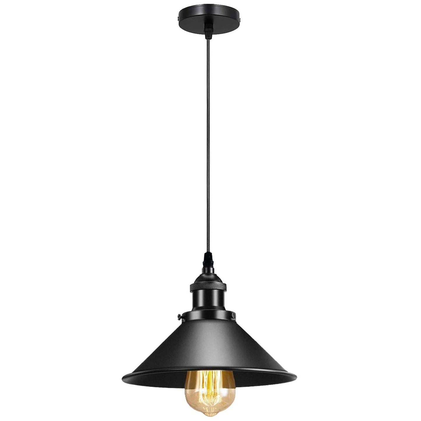 Black Metal Cone Shade Pendant Light Fixture~3393-5
