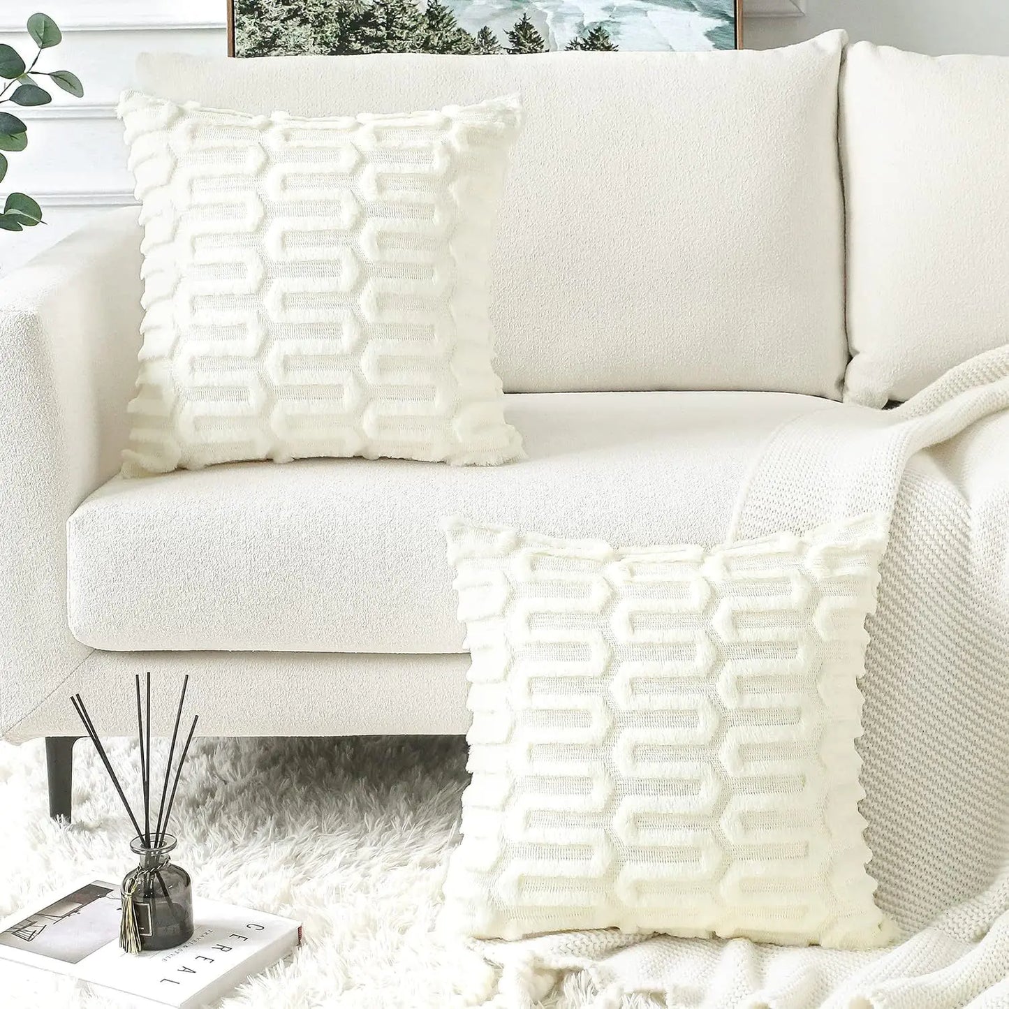Creative Geometric Plush Pillow Cover for Living Room