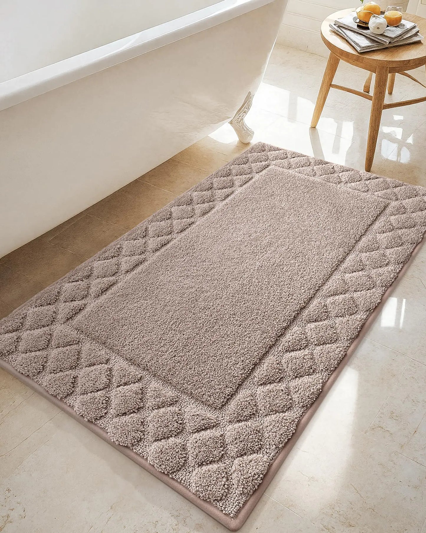Color&Geomety Bath Mats for Bathroom Non Slip 17"x30" Absorbent Light Brown Bathroom Rugs Washable Luxury Bathroom Mat Shower Mat Outside Shower