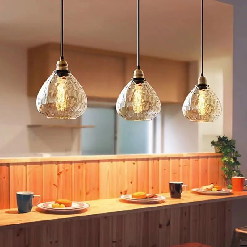 Nordic Vintage Glass Pendant Light for Restaurants & Cafes