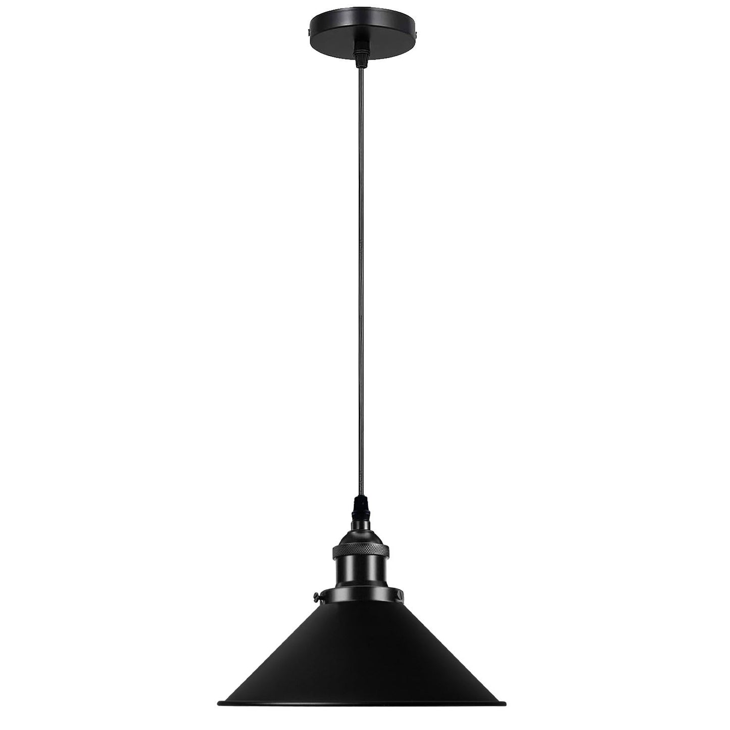 Black Metal Cone Shade Pendant Light Fixture~3393-6