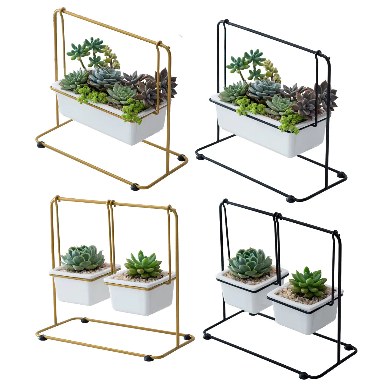 Creative Nordic Minimalist Iron Swing with Ceramic Planters Set