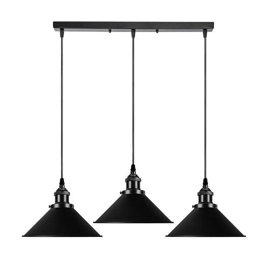 Black Metal Cone Shade Pendant Light Fixture~3393-10