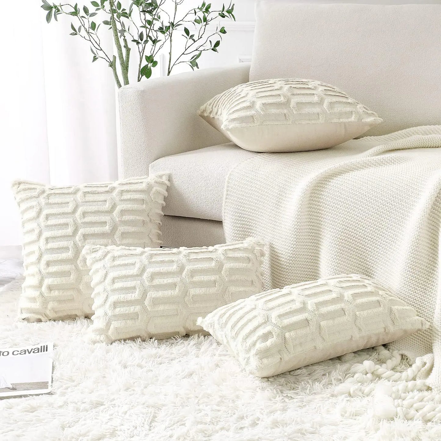 Creative Geometric Plush Pillow Cover for Living Room