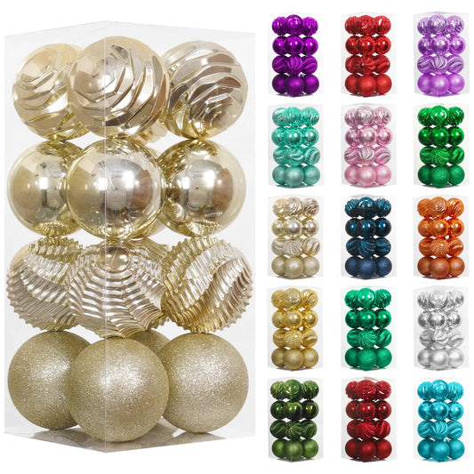 XmasExp Christmas Ball Ornaments (3.15" Champagne Gold) 16ct Christmas Ball Ornaments Shatterproof Xmas Tree Hanging Balls Decorations Perfect for Holiday Wedding Christmas Decor