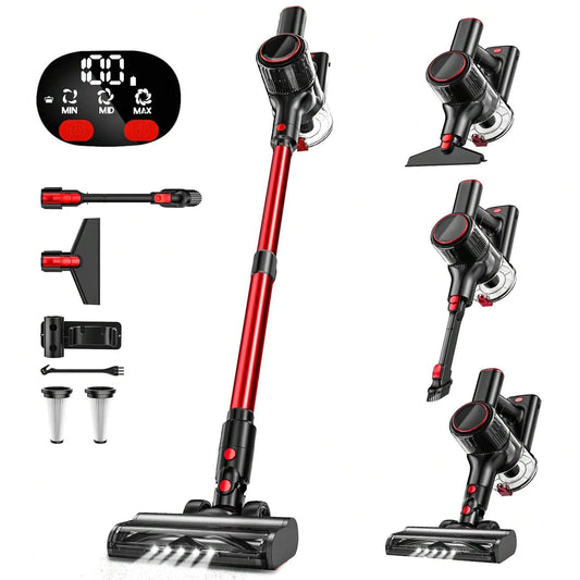 Cordless Vacuum Cleaner 33Kpa Vacuum Cleaners for Home 8-in-1 Anti-Tangle Stick Vacuum with LED Display 3 Modes Suction Lightweight Vacuum for Hardwood Floor/Carpet/Pet Hair