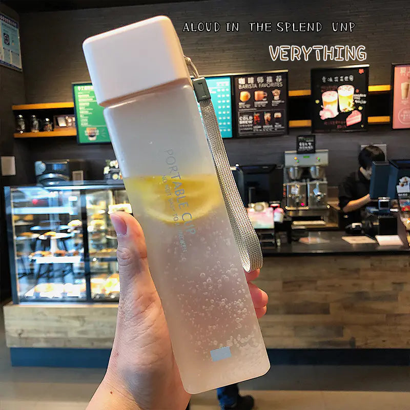 Portable Sports Water Bottle with Handle - Square Design