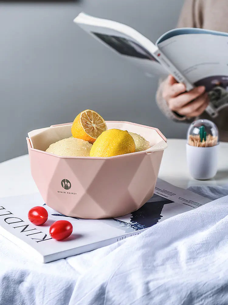 Creative Plastic Double-Layer Draining Fruit Basket