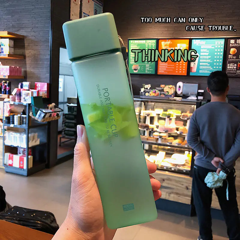 Portable Sports Water Bottle with Handle - Square Design
