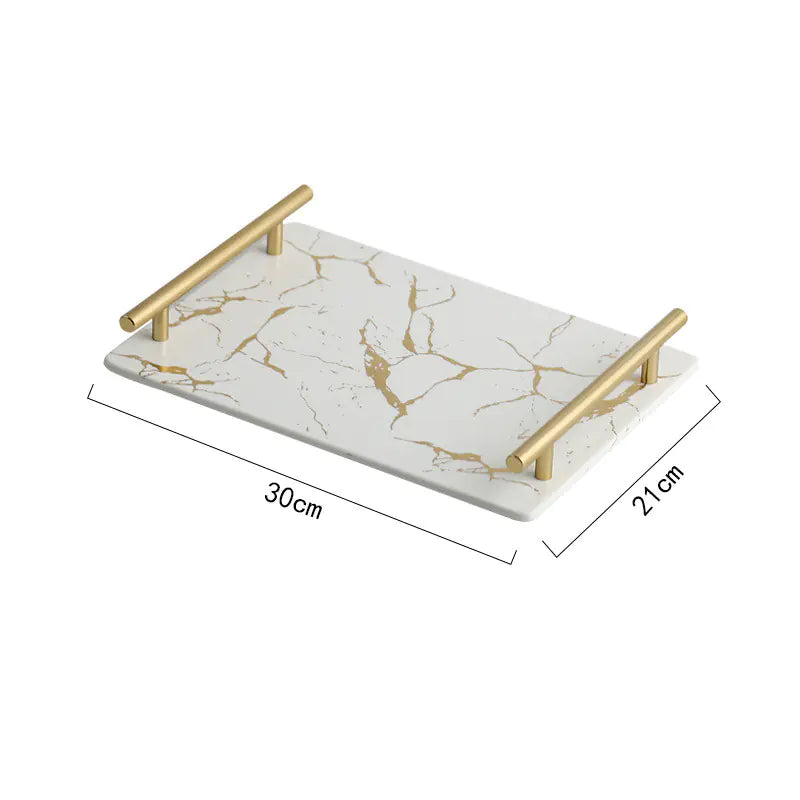 Nordic Marble Pattern Ceramic Rectangular Tray