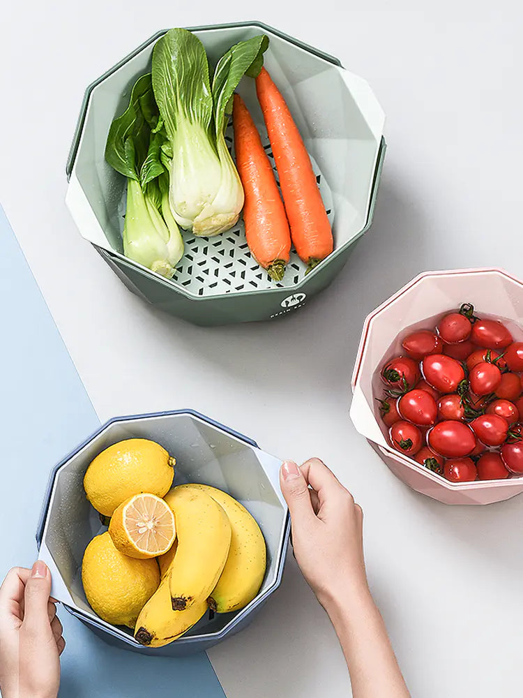 Creative Plastic Double-Layer Draining Fruit Basket