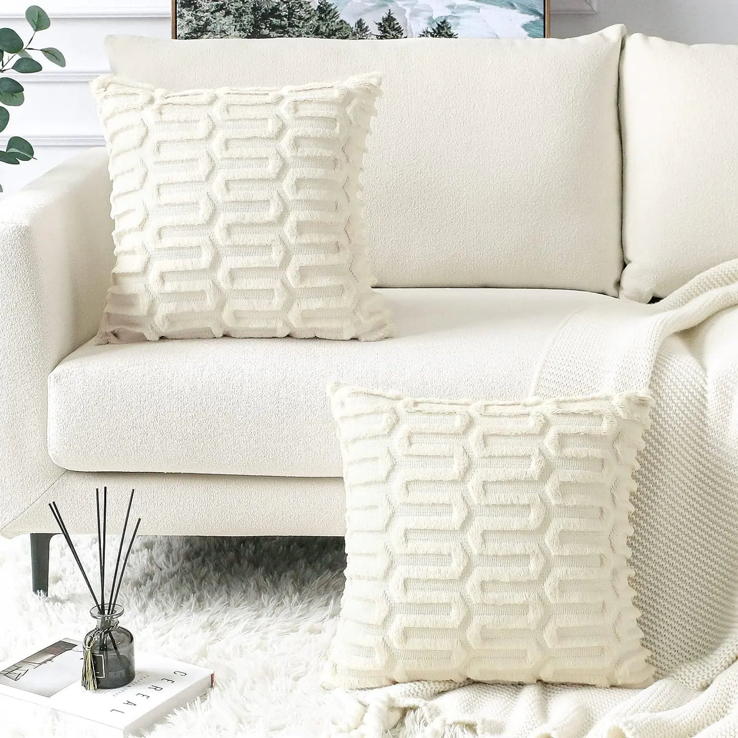 Creative Geometric Plush Pillow Cover for Living Room