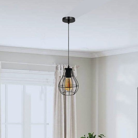 Industrial Black Wire Pendant Light Metal~3879-0