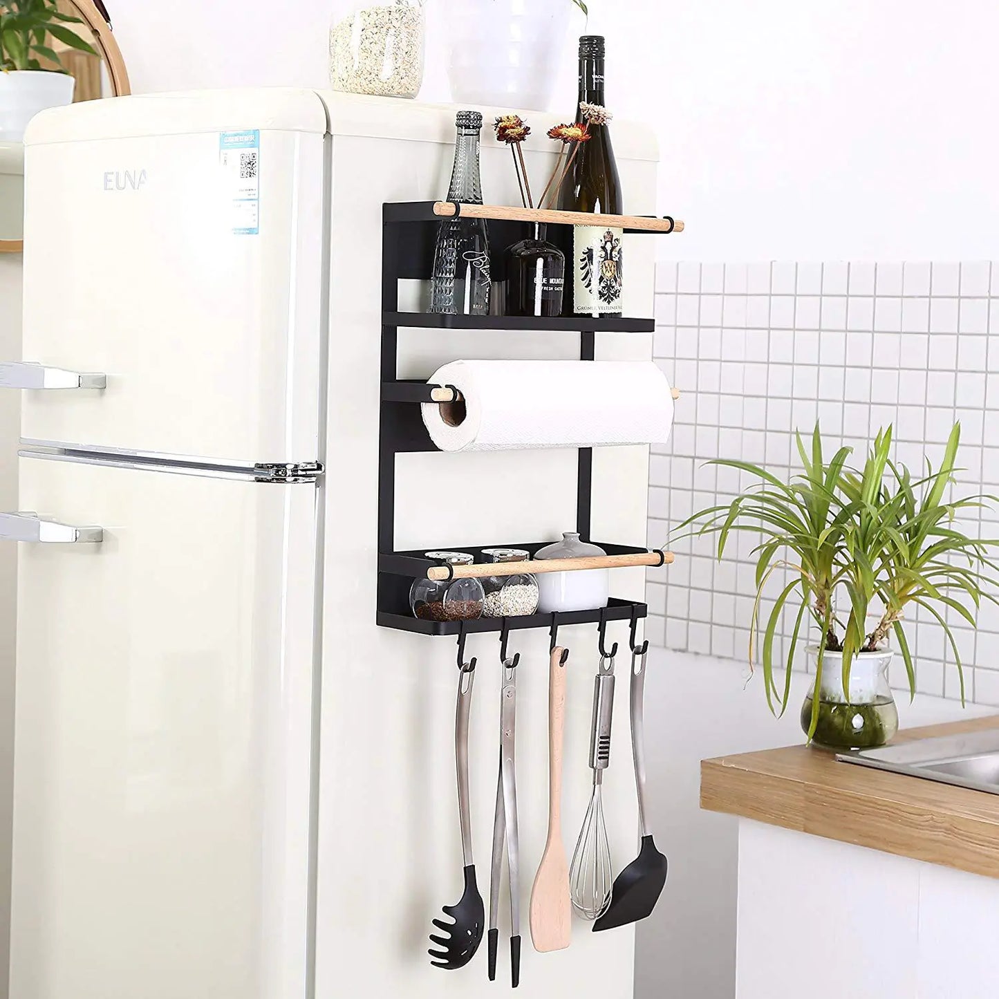 Multifunctional Kitchen Sidewall Hanger and Shelf