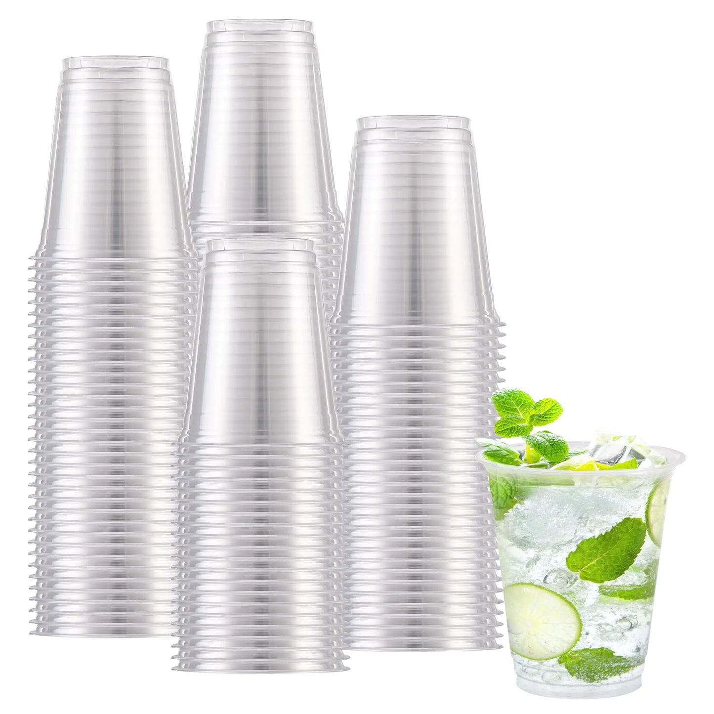 Lamosi 12 oz Clear Plastic Cups 100 Pack Disposable Cocktail Cups Plastic Cups for Party & Wedding PET Clear Cups for Iced CoffeeFrozed Cocktails Cold Drinks