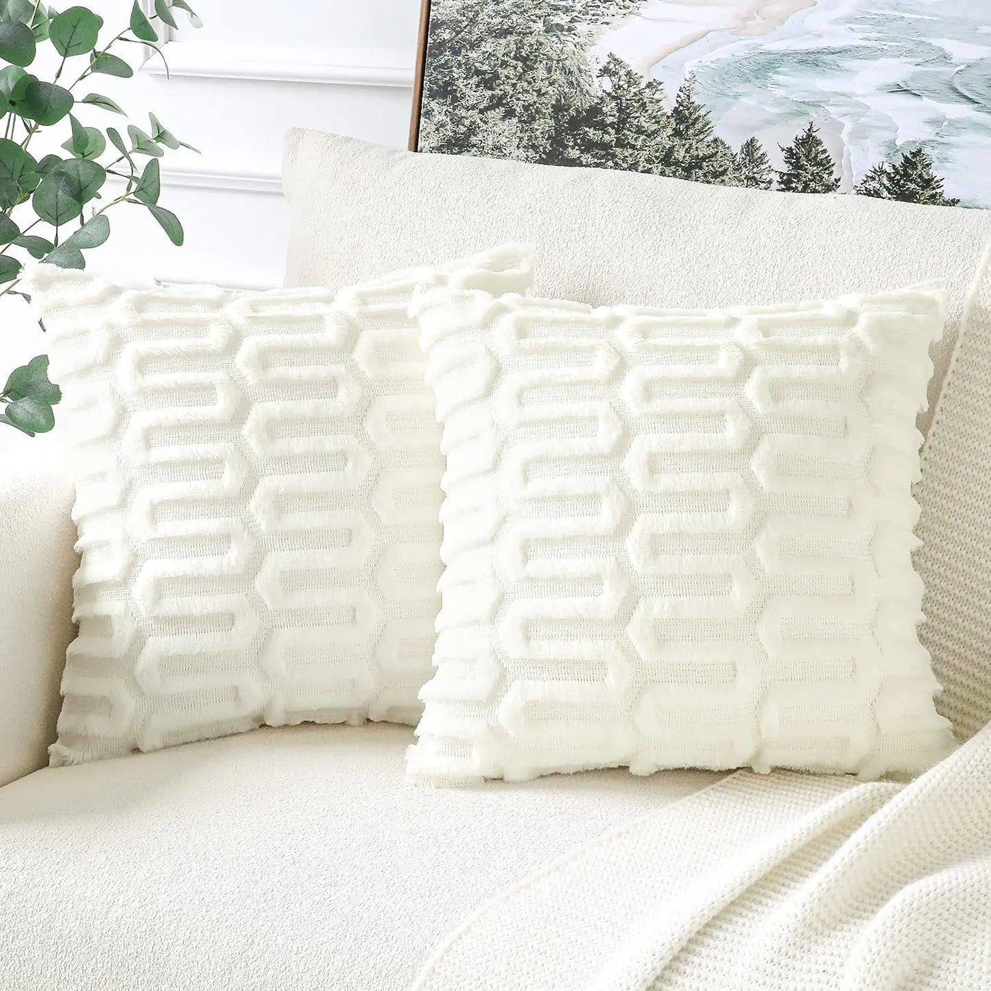 Creative Geometric Plush Pillow Cover for Living Room