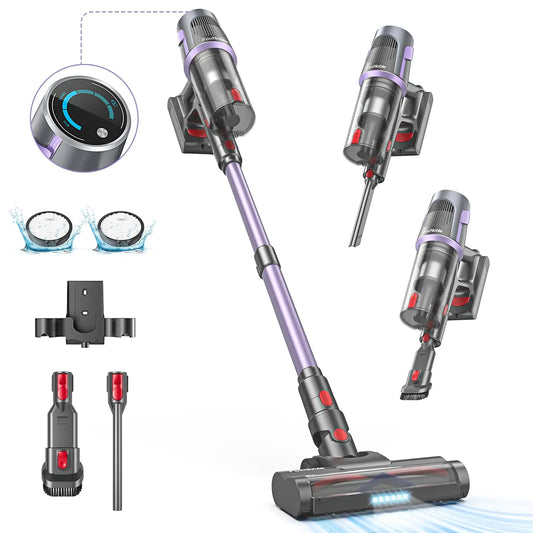 Cordless Vacuum CleanerMAX 50Mins Runtime Vacuum Cleaners for HomeLightweight Vacuum 30KPA Rechargeable Stick Vacuum with LED Tangle-Free Upright Suitable for Pet Hair/Carpet/Hardwood Floor