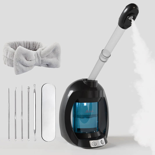 Facial Steamer-Portable Facial Steamer for Face Nano Ionic Face Steamer for Facial Deep Cleaning Vaporizador Facial Steamer for Esthetician Professional Facial Steamer for Home Facial Spa. (Black)