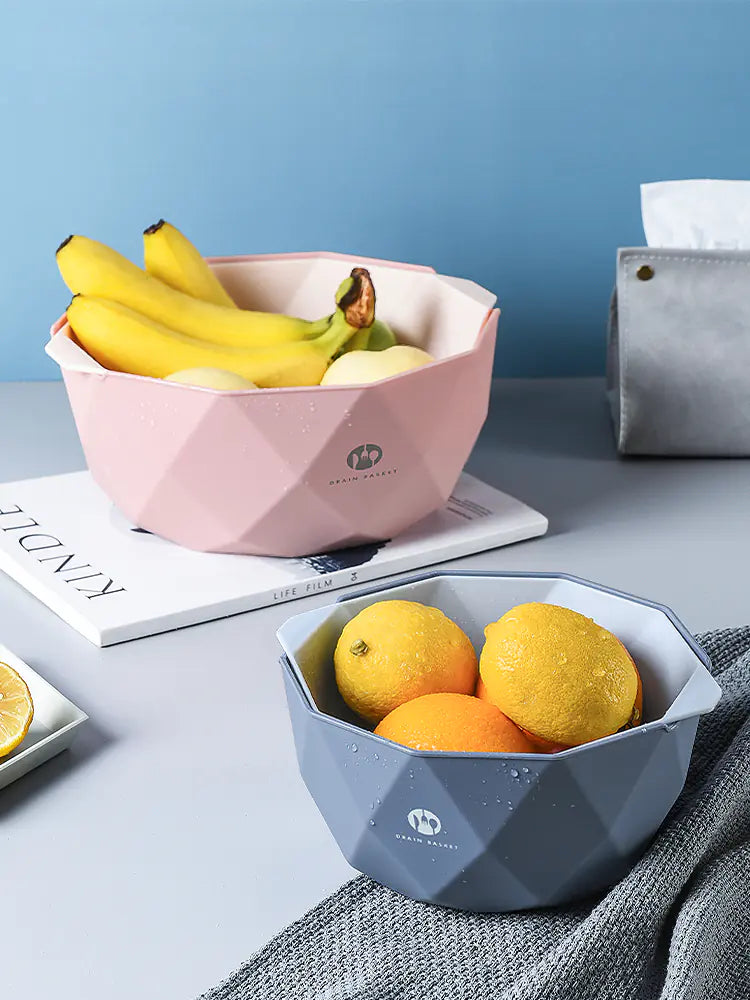 Creative Plastic Double-Layer Draining Fruit Basket