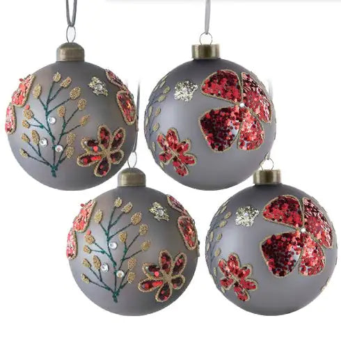 D4.7 Christmas Ball Ornaments, Glass Decorative Hanging Ball Christmas Tree Ornaments For Holiday Party Decorations, Set Of 4