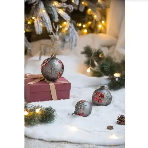 D4.7 Christmas Ball Ornaments, Glass Decorative Hanging Ball Christmas Tree Ornaments For Holiday Party Decorations, Set Of 4
