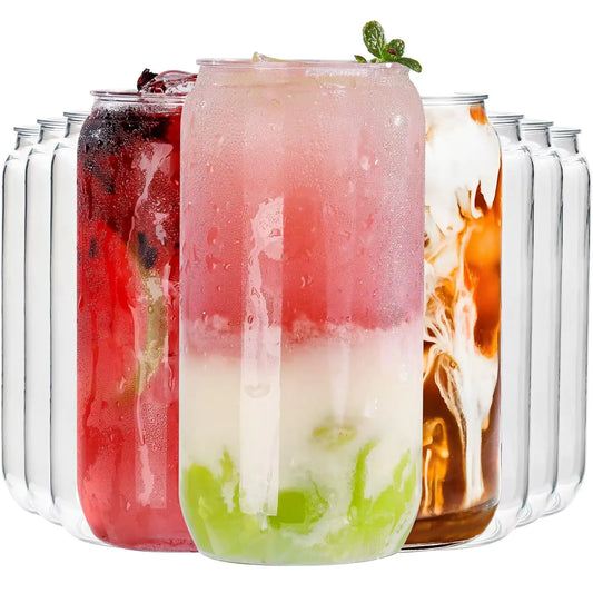 Nervure 20 Pack Can Shaped Plastic Cups - 16oz Plastic Drinking Classic Cups - Beer Can Plastic Cups - Iced Coffee Cute Tumbler Cup Cool Drinking Cups for Smoothie Boba Tea Cocktail