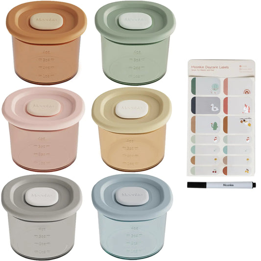 Moonkie Silicone Baby Food Containers | 4 oz Baby Food Storage Jars with Airtight Lids | Reusable Baby Food Jars FreezerMicrowave and Dishwasher Safe Perfect for Infant & Toddler